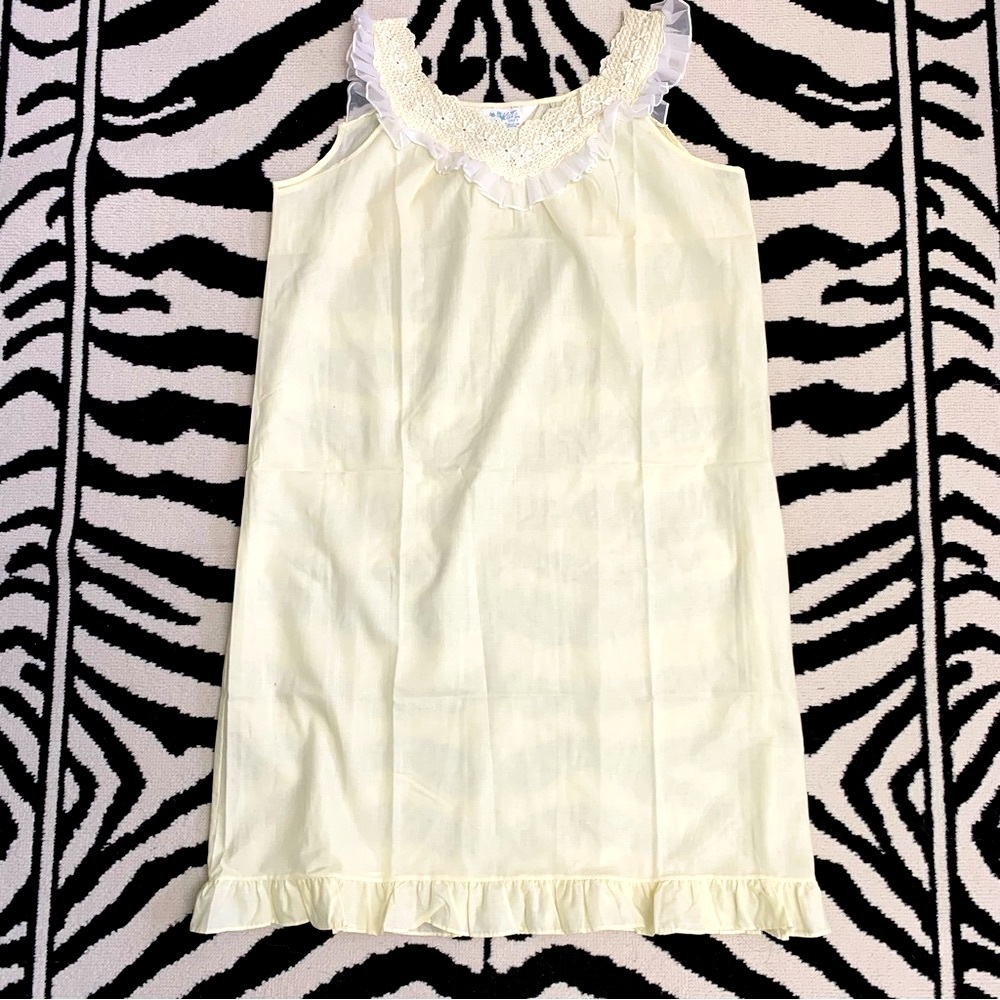 Vintage Katz Butter Yellow Shift Nightgown House Dress Sheer Size 34/Large
